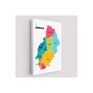Kırıkkale İli ve İlçeler Haritası  Dekoratif Kanvas Tablo 1391