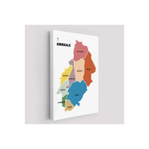 Kırıkkale İli ve İlçeler Haritası  Dekoratif Kanvas Tablo 1392
