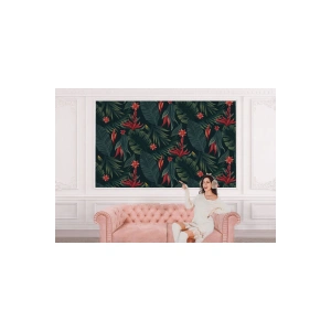 Kırmızı Çiçekli Tropical Ağaç Yaprakları Duvar Kağıdı-5634