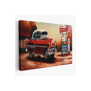 Kırmızı Klasik Araba Tablosu-6608