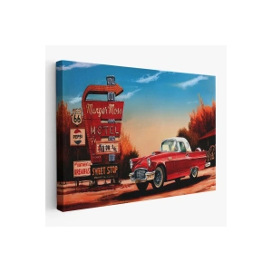 Kırmızı Klasik Araba Tablosu-6611