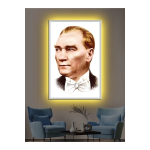 Led Işıklı Atatürk Şık Hediyelik Kanvas Tablo