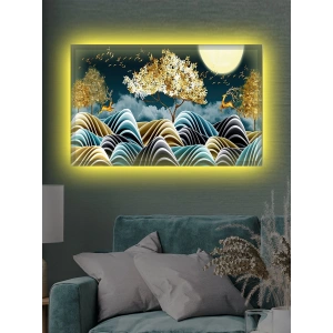 Led Işıklı Dekoratif Renkli Yaprak Tablo