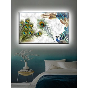 Led Işıklı Dekoratif Tavuskuşu kanvas tablo