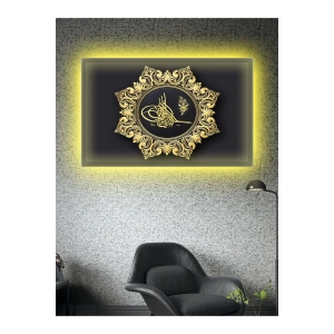 Led Işıklı Gold Tuğra Tablo