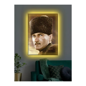 Led Işıklı Mustafa Kemal Atatürk Kanvas Tablo
