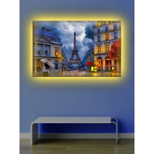 Led Işıklı Paris Sokak Gecesi Tablosu