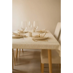 Linen Krem Keten Dokulu Masa Örtüsü
