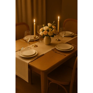 Lüks Linen Keten Runner Masa Örtüsü 35 x 150 cm