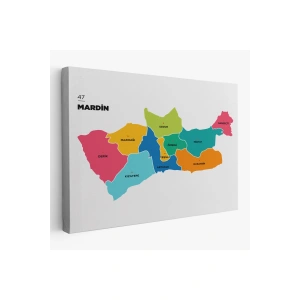 Mardin İli ve İlçeler Haritası  Dekoratif Kanvas Tablo 1415