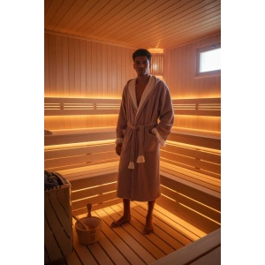 Müslin Unisex Bornoz Kapüşonlu Püsküllü Yumuşak Dokulu Banyo Ve Plaj Bornozu