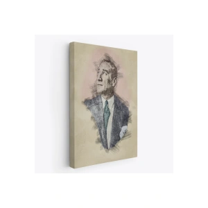 Mustafa Kemal Atatürkün Kalem Eskizi Portre Çizimi Dekoratif Kanvas Tablo-DC-80
