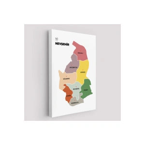 Nevşehir İli ve İlçeler Haritası  Dekoratif Kanvas Tablo 1428