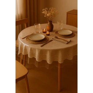 Pvc Şeffaf Kalın Yuvarlak Masa Örtüsü Kaymaz Taban, Tüm Ebatlar 180 Micron 0,18 mm