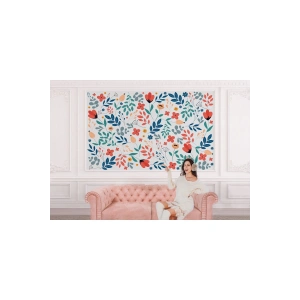 Renkli Çiçekler Desenli Duvar Kağıdı-5650