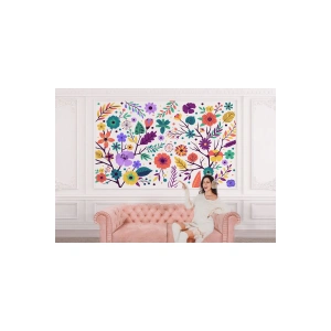 Renkli Çiçekler Desenli Duvar Kağıdı-5652