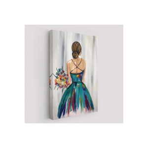 Renkli Çiçekli Kadın Dekoratif Duvar Tablosu -6257