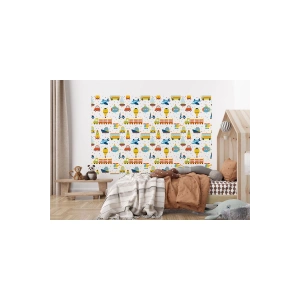 Renkli Taşıtlar Desenli Duvar Kağıdı-5707