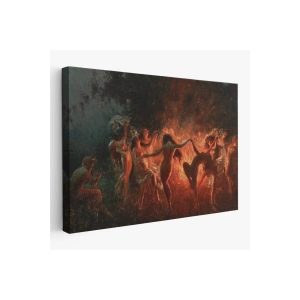 Şabat Ayinin de Ateş Etrafında Dans Eden Kadınlar Tablosu - Fire Dance-6589