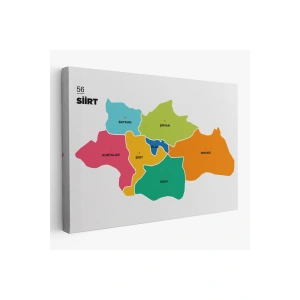 Siirt İli ve İlçeler Haritası  Dekoratif Kanvas Tablo 1448