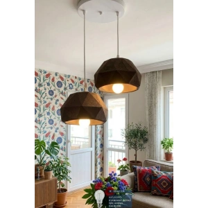 Siyah 2 Li Geometrik Avize 25 x 25