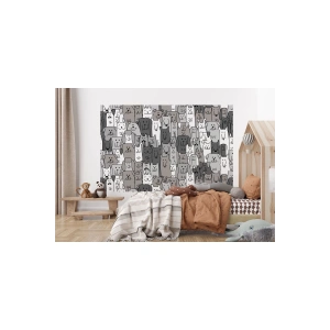 Siyah Beyaz Sevimli Köpekler Desenli Öğretici Çocuk Odası Duvar Kağıdı-5746