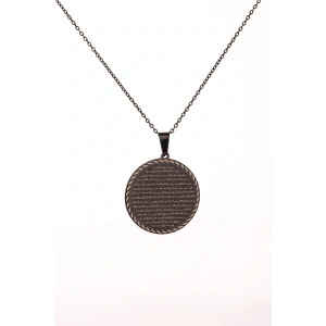 Siyah Vakıa Suresi Yazılı Çelik Kolye Kararmaz Paslanmaz Zincirli Unisex Kolye