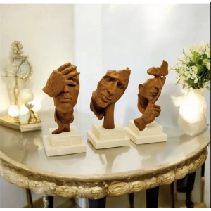 Soyut 3 Lü Düşünür Heykel Biblo Dekor