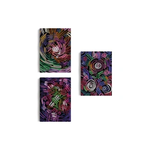 Soyut Sürreal Şekiller Dekoratif Duvar Tablosu Üçlü Set-EŞ-118