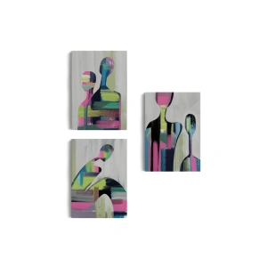 Süerreal Çift Dekoratif Duvar Tablosu Üçlü Set-ET-119
