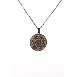 Süleyman Mührü ve Cin Mektubu Yazılı Çelik Kolye Kararmaz Paslanmaz Çelik Zincirli Unisex Kolye