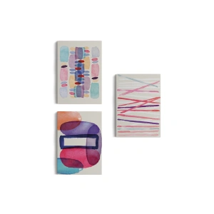 Suluboya Görünümlü Soyut Desenler  Duvar Tablosu Üçlü Set-DÜ-99