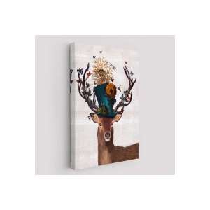 Sürreal Şapkalı Geyik Dekoratif Duvar Tablosu-6468