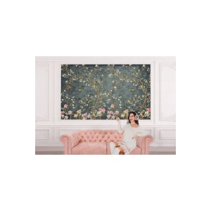 Tropical Ağaç Yaprakları ve Kuşlar Duvar Kağıdı-5616