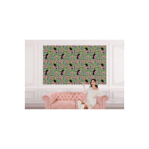 Tropikal Papağanlar Çiçekli Ağaç Yaprakları Duvar Kağıdı-5569