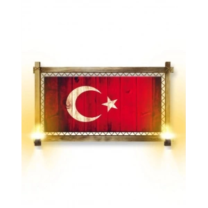 Türk Bayrağı Kanvas Rustik  96x66