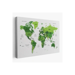 Türkçe Dünya Haritası Dekoratif Kanvas Tablo Son Derece Detaylı 1613