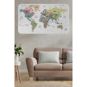 Türkçe Eğitici Ülke ve Başkent Detaylı Atlası Dünya Haritası Duvar Sticker -60x105-3850