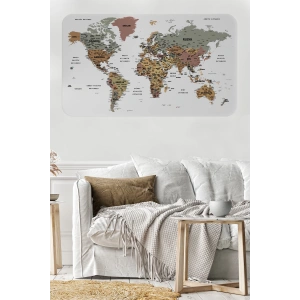 Türkçe Eğitici Ülke ve Başkent Detaylı Atlası Dünya Haritası Duvar Sticker -60x105-3852