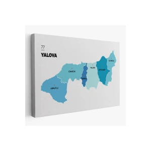 Yalova İli ve İlçeler Haritası  Dekoratif Kanvas Tablo 1483