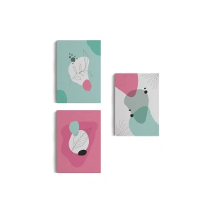 Yaprak Desenli Soyut Dekoratif Duvar Tablosu Üçlü Set-EL-111