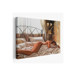 Yataktaki Güzel Kadın Dekoratif Duvar Tablosu-6617