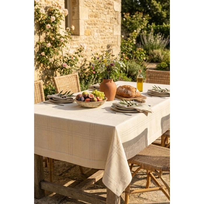 Jasmin Keten Dokulu Masa Örtüsü