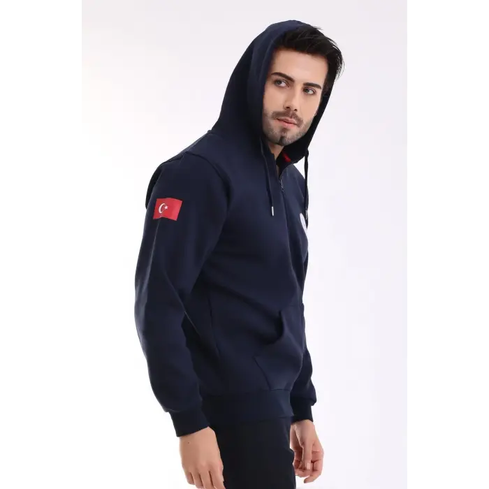 112 Acil Sağlık Unisex Kapşonlu Hırka - Lacivert