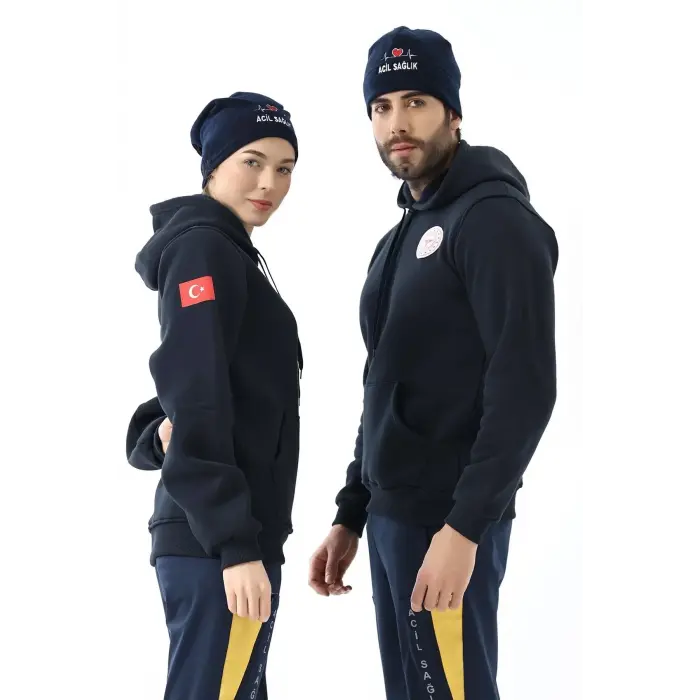 112 Acil Sağlık Unisex Kapüşonlu Sweatshirt - Lacivert