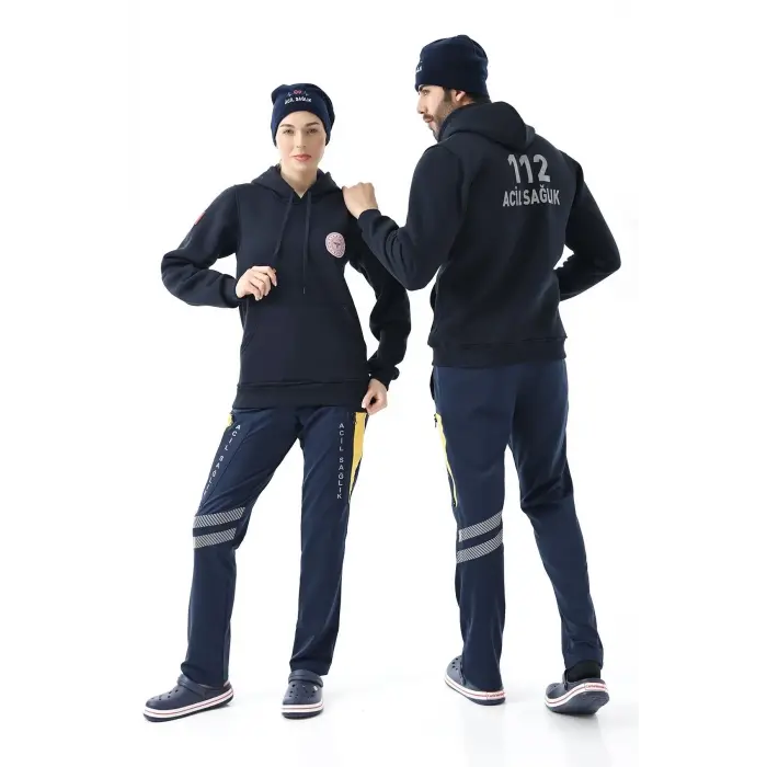 112 Acil Sağlık Unisex Kapüşonlu Sweatshirt - Lacivert