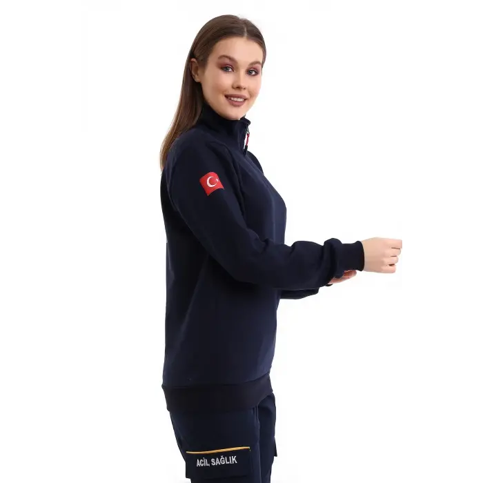 112 Sweatshirt Kışlık Unisex Balıkçı Yaka - Lacivert