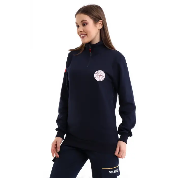 112 Sweatshirt Kışlık Unisex Balıkçı Yaka - Lacivert