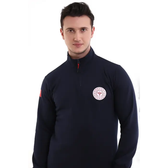 112 Sweatshirt Kışlık Unisex Balıkçı Yaka - Lacivert