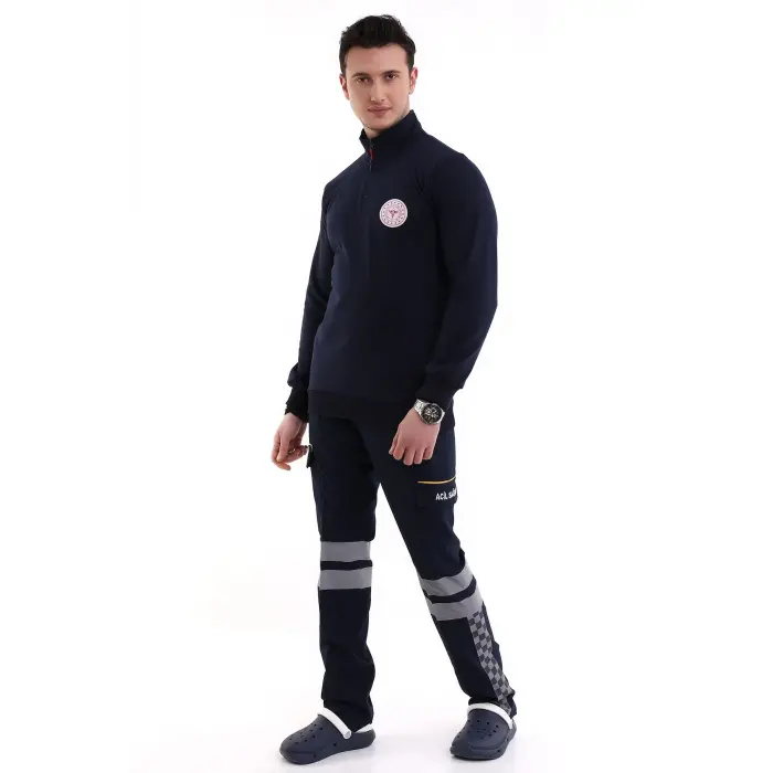 112 Sweatshirt Kışlık Unisex Balıkçı Yaka - Lacivert